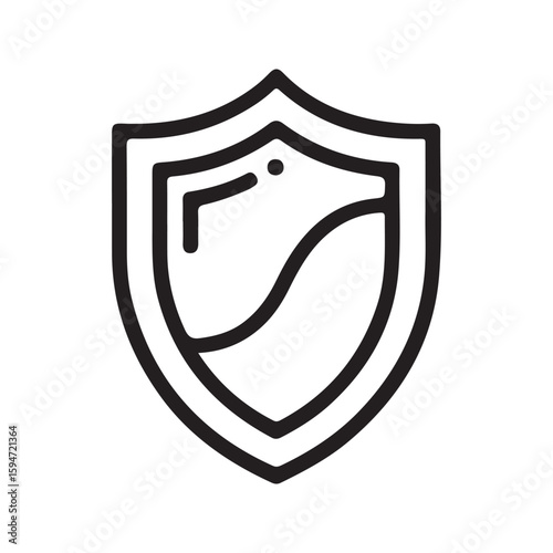 Black shield emblem with internal detail security protection
