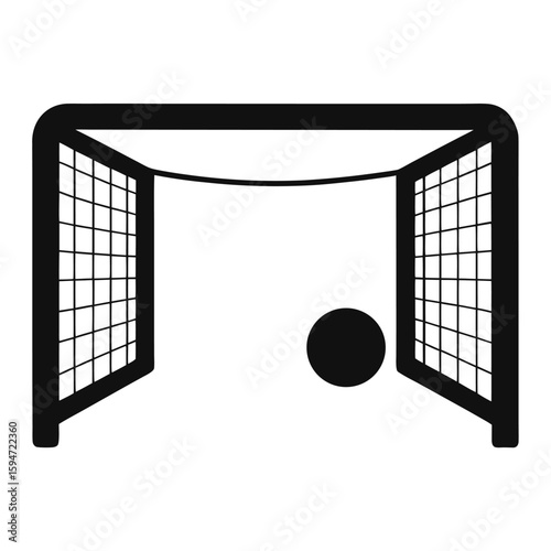 Black silhouette of a soccer goal on a white background isolated on white background