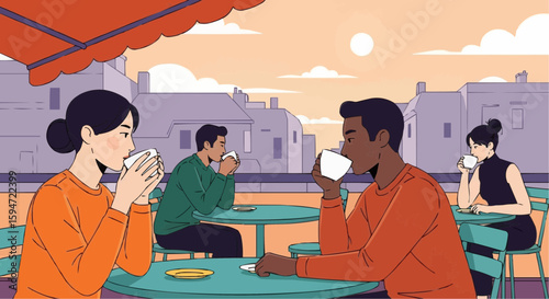 Cafe Sunset Scene

