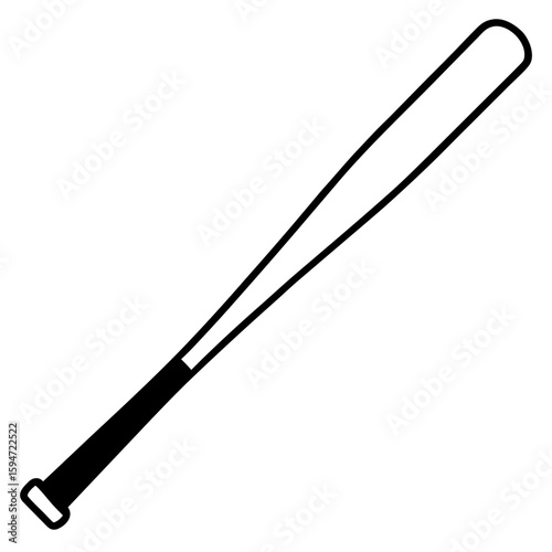 Clean line art illustration of a baseball bat with detailed wood grain texture isolated on white background