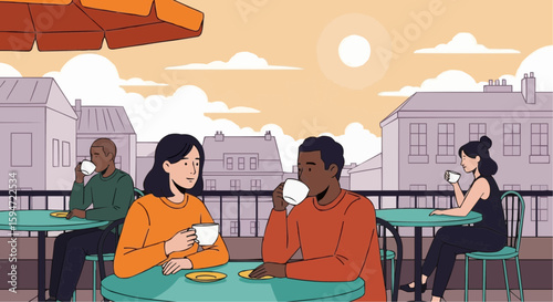 Cafe Sunset Scene

