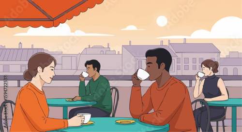 Cafe Sunset Scene

