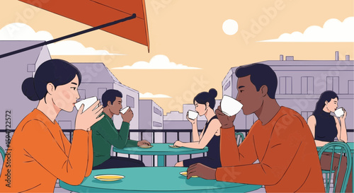 Cafe Sunset Scene

