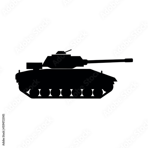 Armored battle tank for ground operations Silhouette Vector illustration