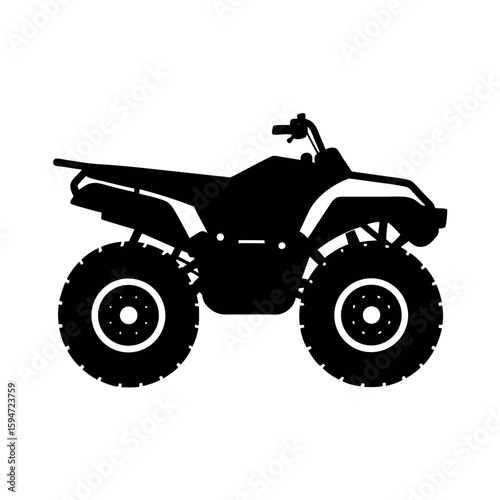 ATV quad bike with four rugged wheels Silhouette Vector illustration