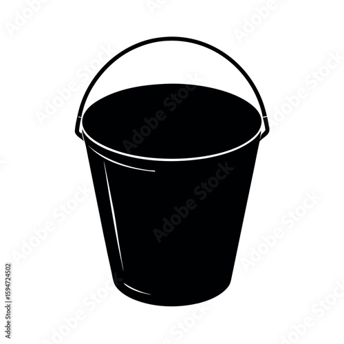 Simple carrying bucket for construction use Silhouette Vector illustration