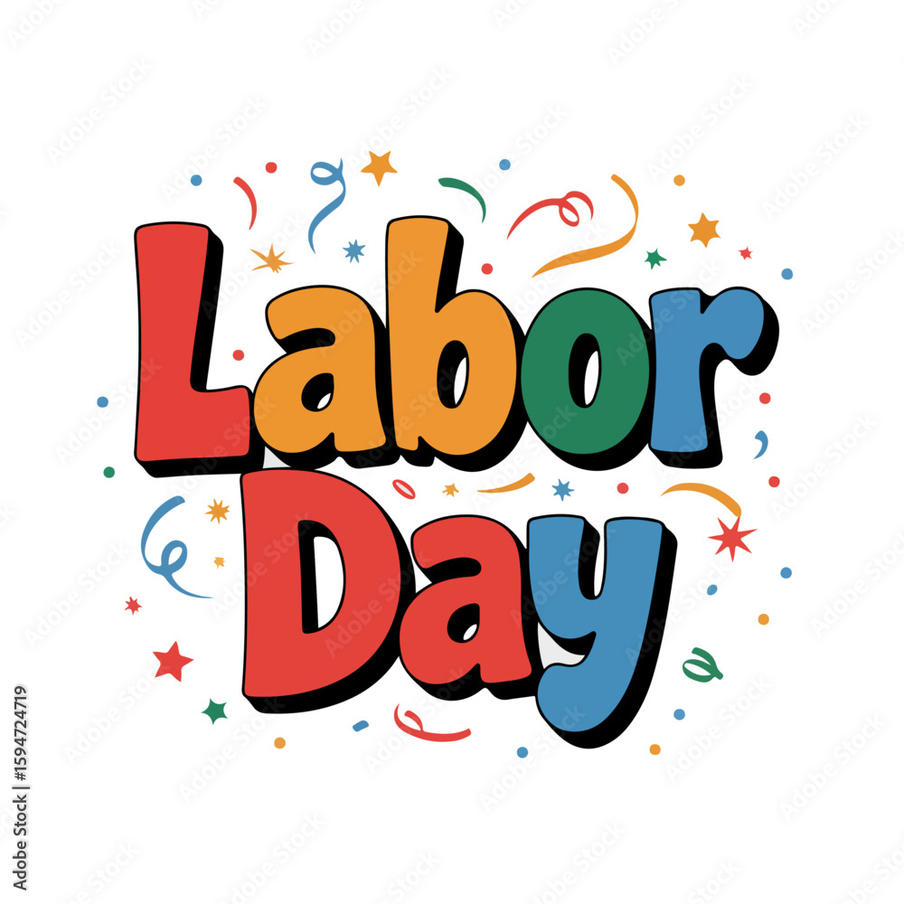 Fototapeta premium Labor Day Patriotic Poster with American Flag, Helmet, and Hammer Icons