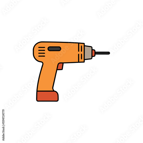 Electric Drill Vector Illustration for DIY Home Repair Tool Concept
