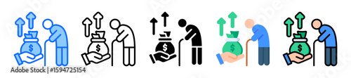 Retirement Fund icon Multi Style Vector Illustration