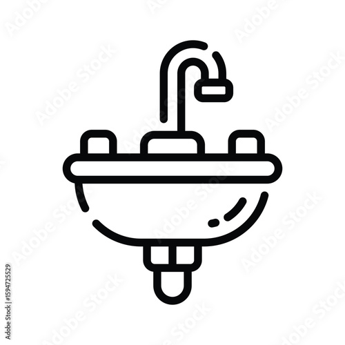 A ready to use outline icon of kitchen sink