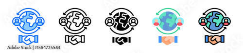 Global Collaboration icon Multi Style Vector Illustration