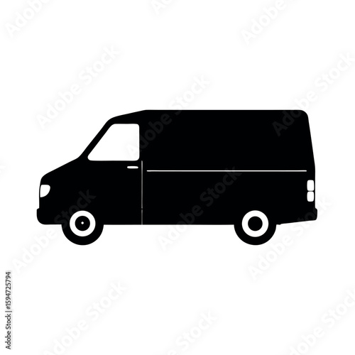 Compact cargo van used in shipping industry Silhouette Vector illustration