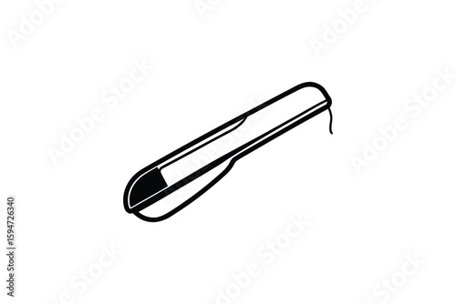 Sleek Hair Straightener Illustration A Modern Beauty Tool in a Striking Black and White Silhouette