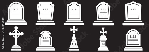 tombstone icon vector silhouette isolated. tomb stone icon vector thin outline style sign. gravestone tombstone cemetery memorial headstone RIP icon burial, funeral, grave marker, death, remembrance