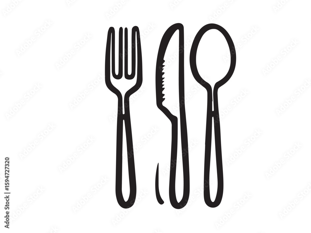 Cutlery set minimal line art illustration Cutlery set minimal line art illustration