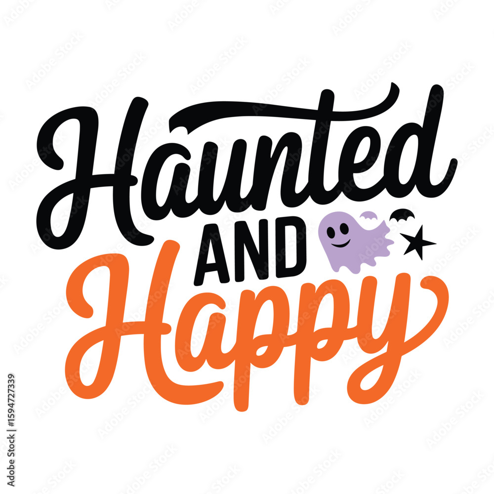 Obraz premium Haunted and Happy Ghost and Star Halloween Graphic