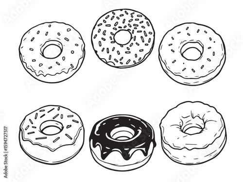 Donut sweet food line art design