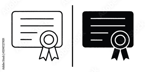 Certificate Icons: A simple yet effective visual of a certification displayed, ideal for various design and educational projects.