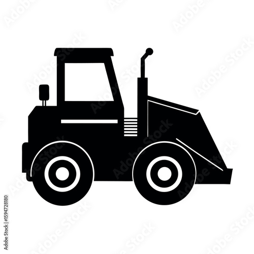 Heavy compactor machine for ground leveling Silhouette Vector illustration