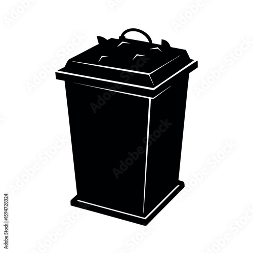 Outdoor compost bin for organic waste recycling Silhouette Vector illustration