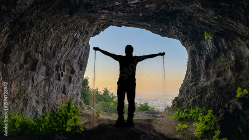 Photography Cave interior details, the moment when time stopped and the traveler who had an