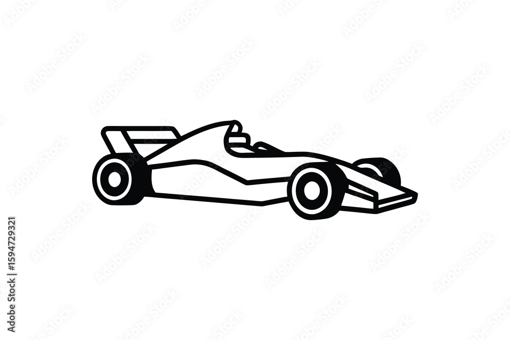 Obraz premium Sleek Formula One Racing Car Depicted in a Bold Black and White Silhouette Style silhouette