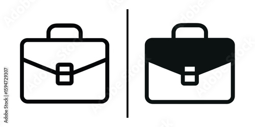 Briefcase Icons: a minimalist yet modern graphic. Perfect for use in business and design contexts, the image conveys professionalism and simplicity in an iconic way.
