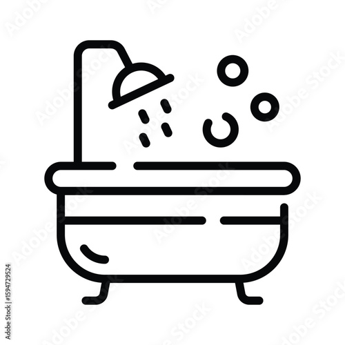 A sleek outline icon of luxury soaking bathtub
