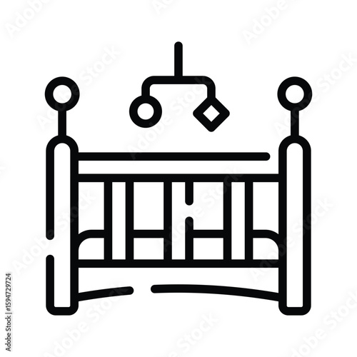 A lovely linear icon of newborn baby cradle