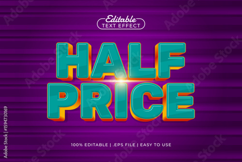 half price editable text effect with a sale and offer text style