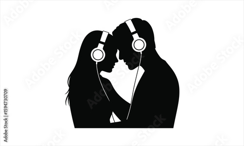 Musical serenade performance silhouette banner advertisement