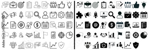 Icon Array: A collection of various business icons, illustrating a range of concepts, designed to be informative and adaptable for a range of purposes.