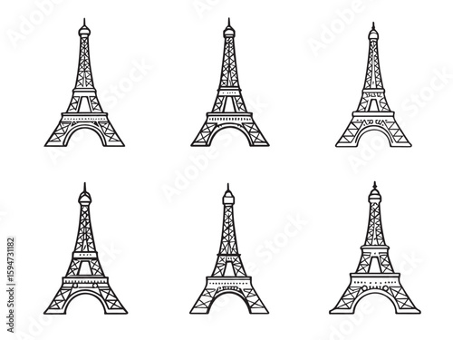 Eiffel tower outline drawing collection