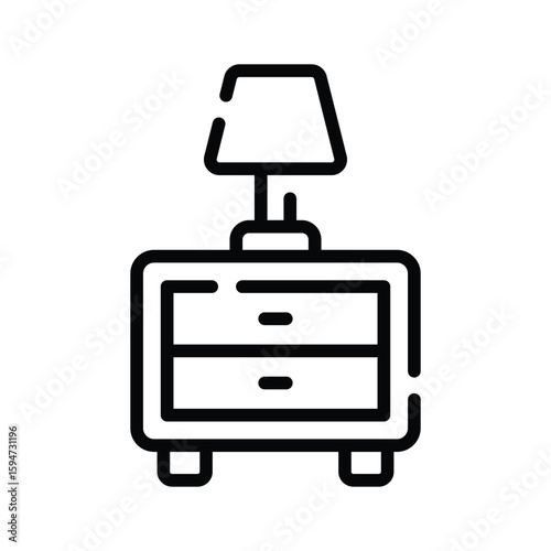 A customizable outline icon of bedside nightstand