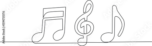Music Note. Continuous Line Art of Melody, Sound, and Musical Symbol