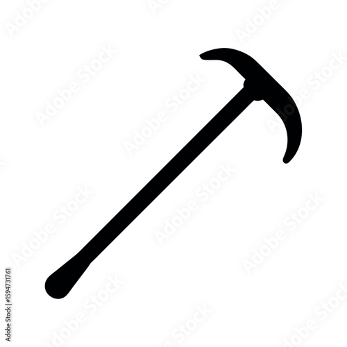 Metal crowbar tool used for demolition work Silhouette Vector illustration