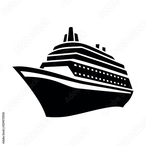 Ocean cruise liner silhouette for travel design Silhouette Vector illustration