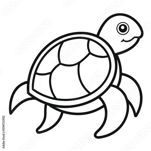 Black and White Sea Turtle – Simple Line Art Design