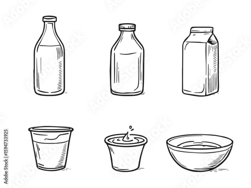 Line art of fresh milk container