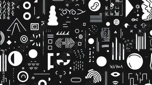 Abstract Black and White Geometric Patterns for Creative Backgrounds and Designs