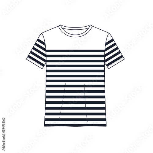 Striped t-shirt illustration, sketch style, monochrome design