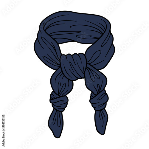 Tied headscarf illustration, sketch style, monochrome design