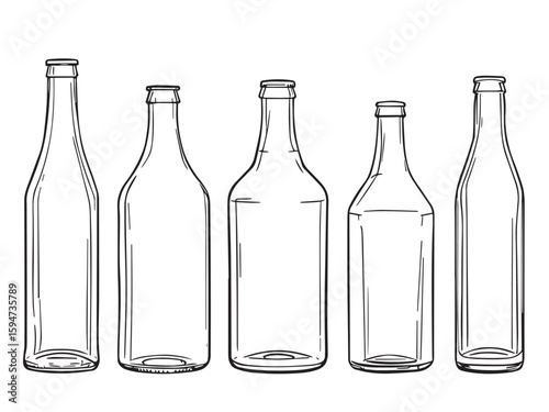 Glass bottle minimal line sketch