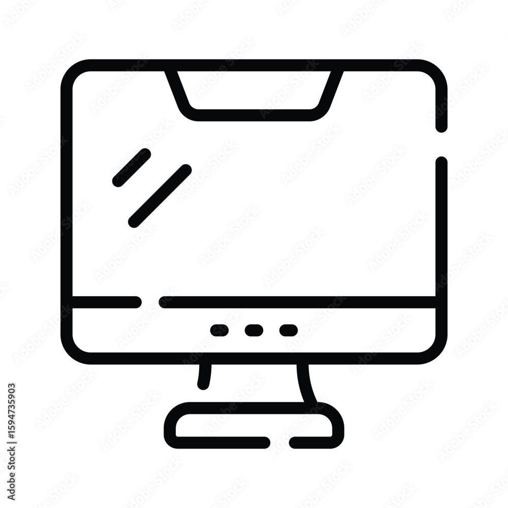 A sleek outline icon of flat digital monitor A sleek outline icon of flat digital monitor
