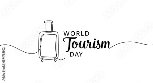 Outline of a suitcase with text for World Tourism Day concept  