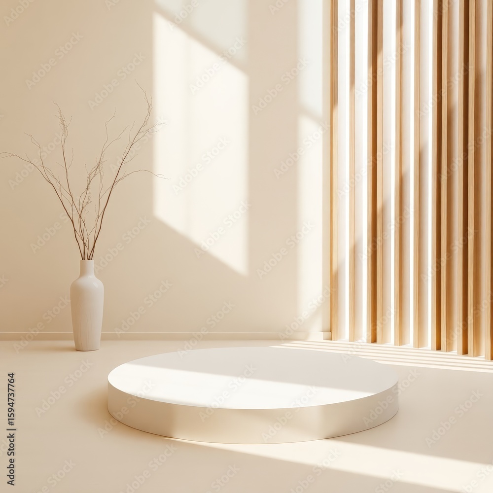 Fototapeta premium Peaceful Modern Interior with Organic Elements and Soft Light