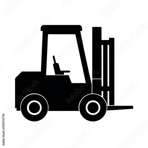 Small forklift with lifting mechanism Silhouette Vector illustration