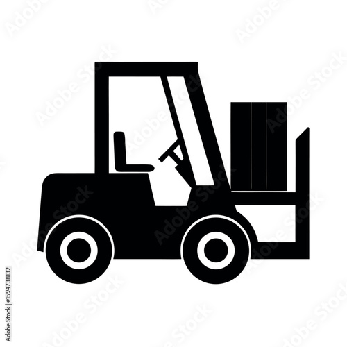 Loaded forklift silhouette in operation Silhouette Vector illustration