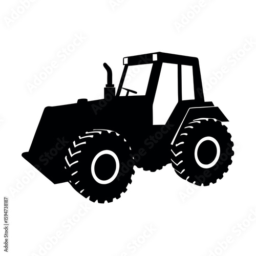 Heavy duty front loader used in excavation Silhouette Vector illustration