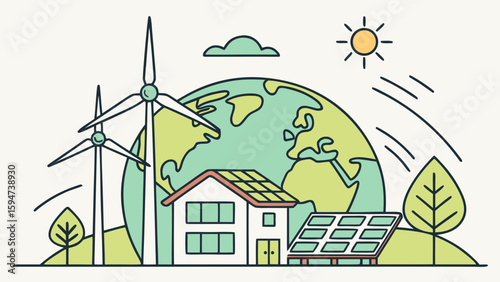 Green energy in flat vector style, dynamic mood - vector illustration